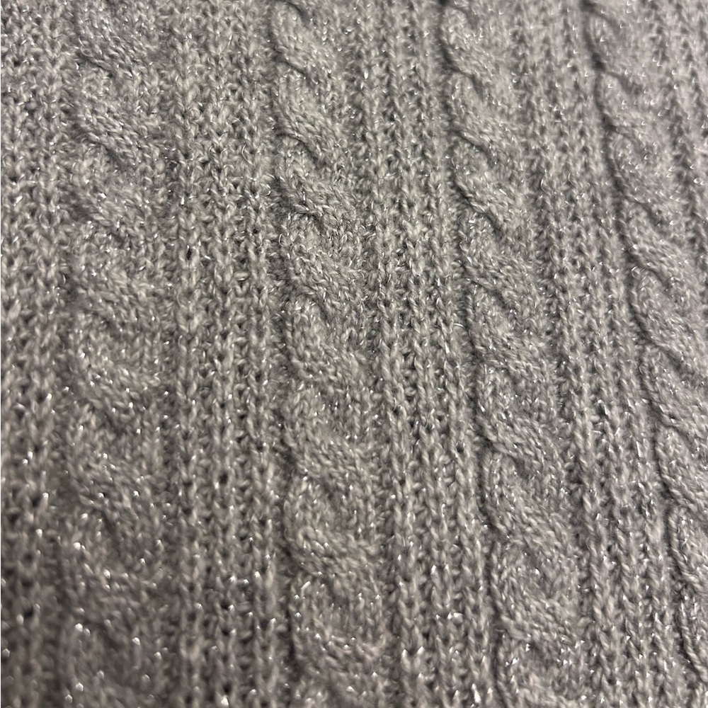 Talbots Plus Metallic Allover Cable Knit Crewneck Sweater - Picture 6 of 10